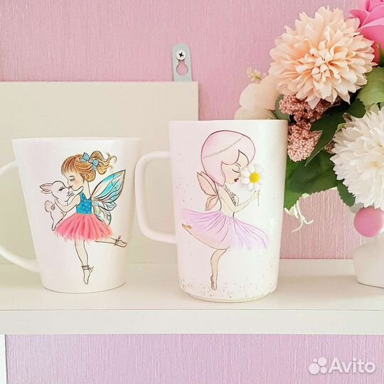 Кружка с росписью и объёмным декором