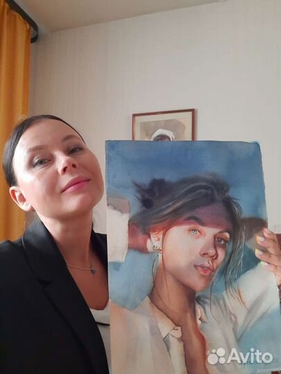 Портрет по фото на заказ акварелью от художника