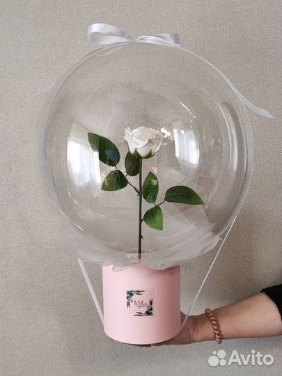 Роза и тюльпаны в шаре