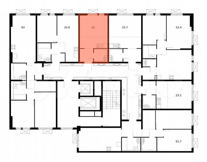 Квартира-студия, 22 м², 3/14 эт.