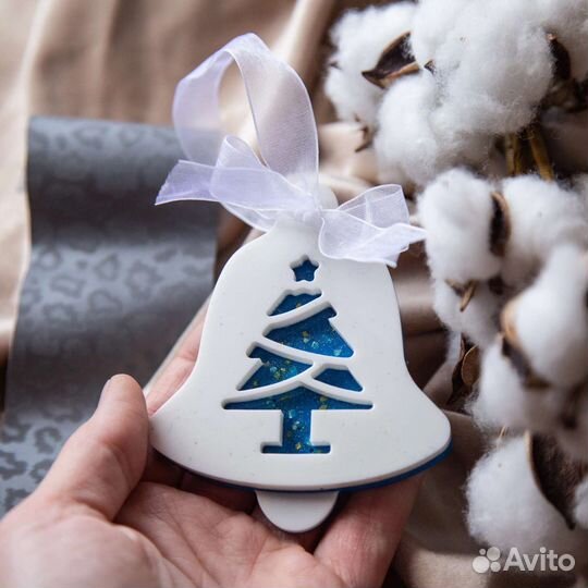 Игрушка на ёлку фото-шар и колокольчик