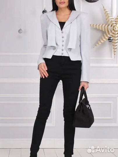 Жакет женский Новый укороченный св.серый 46 размер