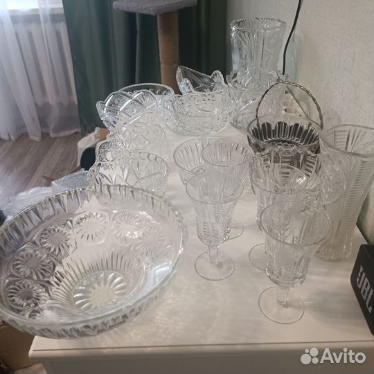 Хрусталь СССР ваза, салатник, стопки, бокалы
