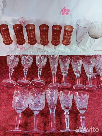 Хрусталь цветное стекло, фужеры, лафитники