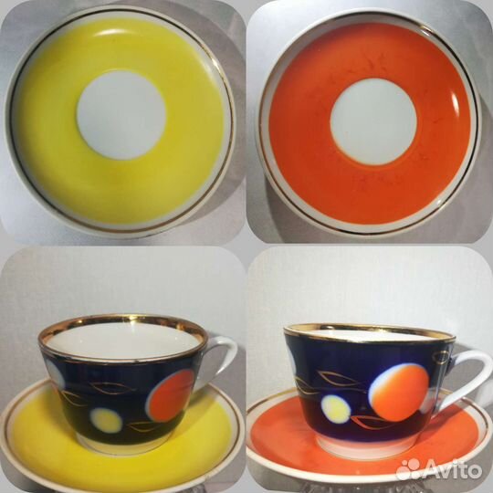 Чайная пара, кобальт, винтаж