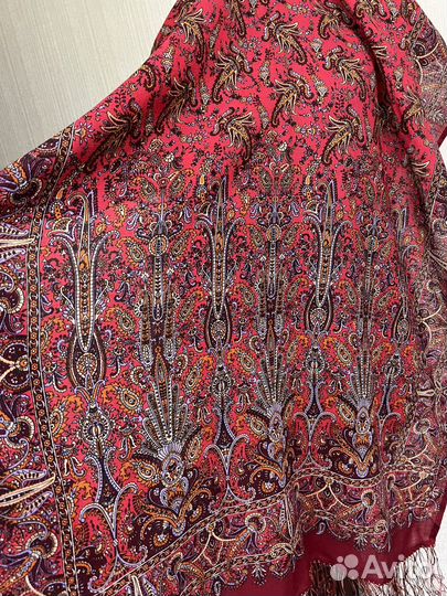 Павлопосадский палантин, шерсть, 70*200