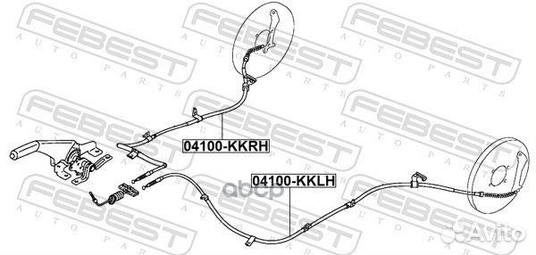 Трос ручного тормоза левый 04100kklh Febest