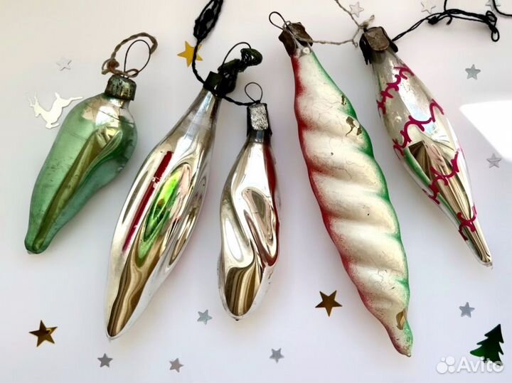 Елочные украшения СССР Сосульки 5 шт. одним лотом