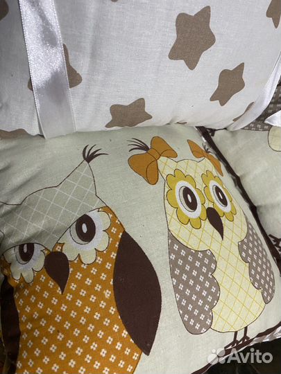 Бортики в кроватку 6 штук, Подушки в кроватку