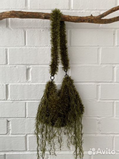 Сумка вязаная мох/травка/тина