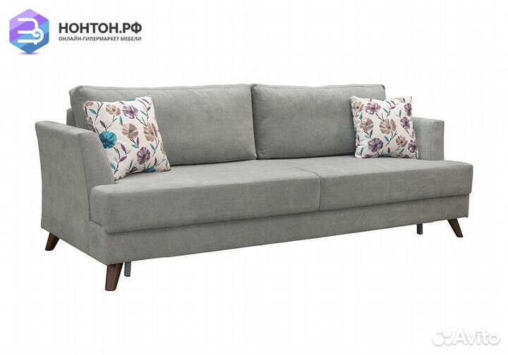 Диван тик-так Дамаск серый / вьюнки