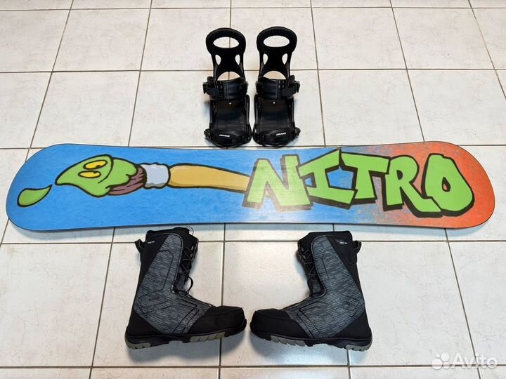 Мужской сноуборд комплект Nitro - 158 + Drake - 42