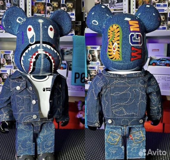 Мишка bearbrick 70 см bape levi's