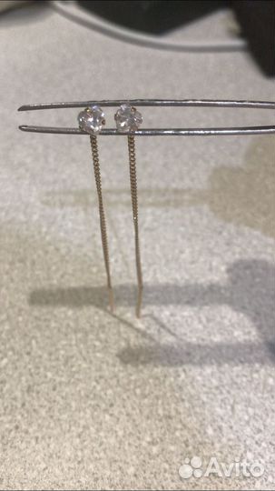 Золотые серьги продевки 585