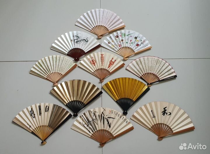 Веера мужские японские с калиграфией