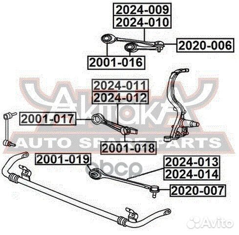 Рычаг подвески нижний перед прав 2024013 asva