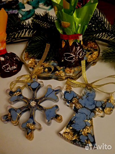 Елочные игрушки из эпоксидной смолы