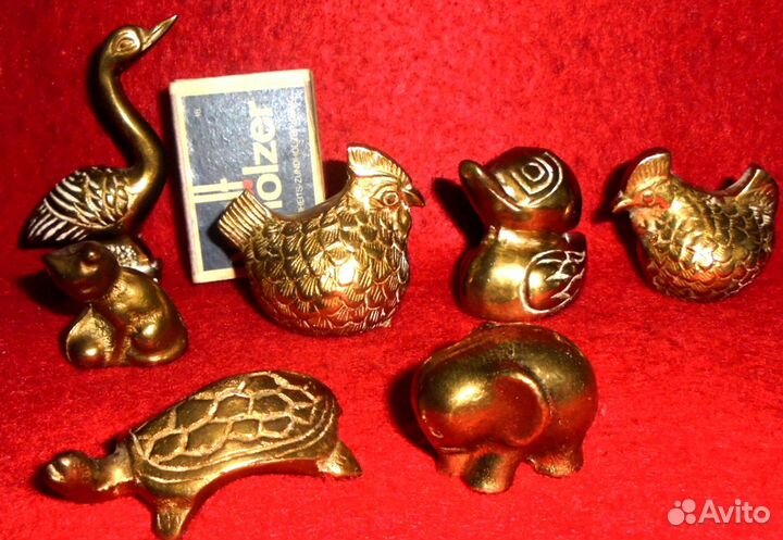 Антикварные фигурки животные птицы бронза Европа