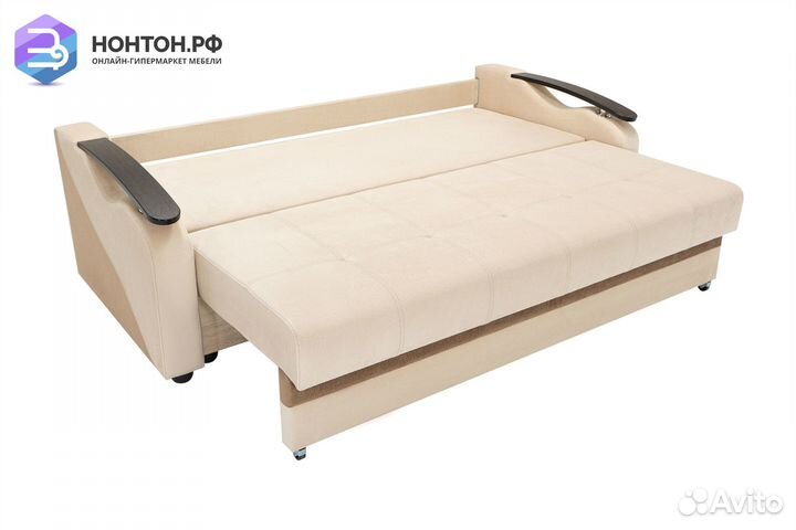 Диван еврокнижка Венеция бежевый / коричневый