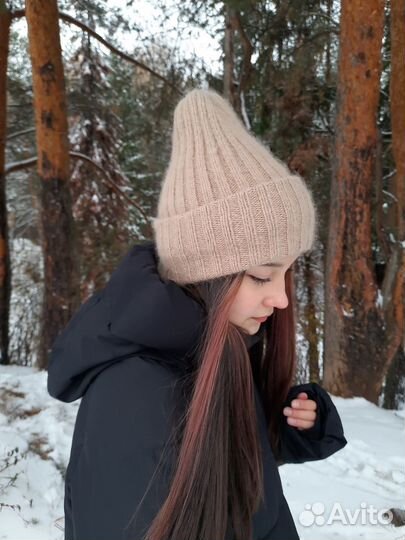 Шапка с отворотом пух норки