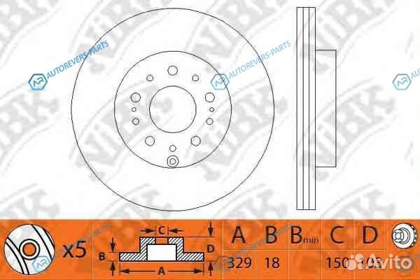 RN1215-nibk диск тормозной задний Toyota Land Crui