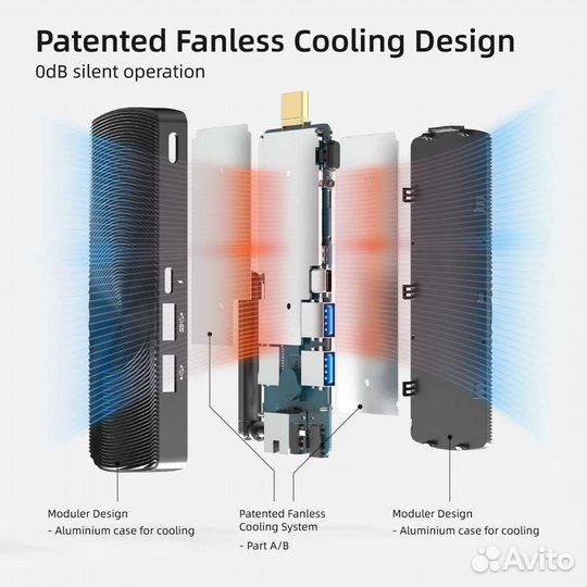 Мини-пк без вентилятор MeLe DIY 8G 256G Windows 11