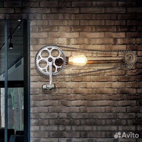 Настенный велосипедный светильник индастриал лофт