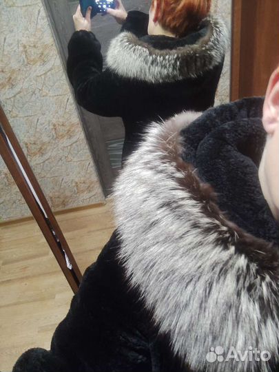Шуба мутоновая с капюшоном