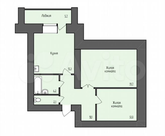 2-к. квартира, 64,9 м², 4/14 эт.
