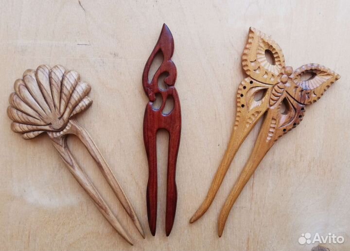 Заколки-шпильки из натурального дерева