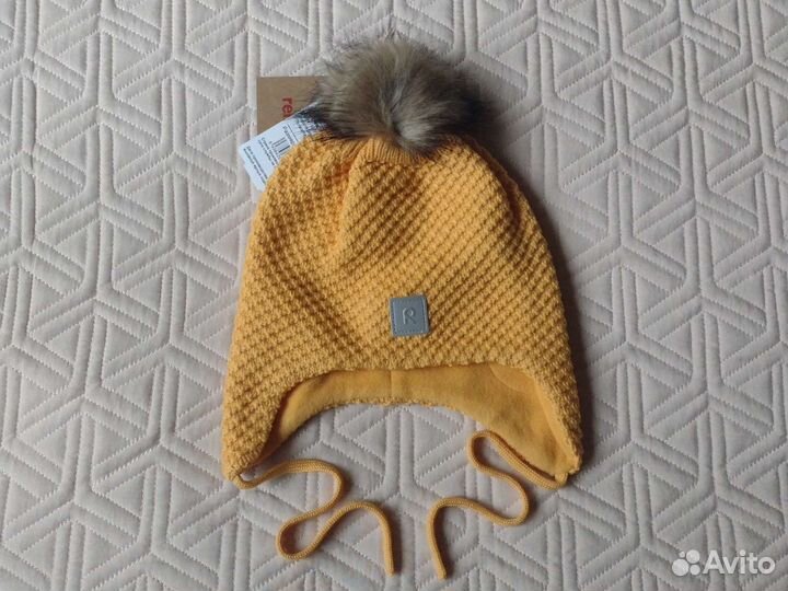Новая зимняя шапка пумпон 52 Reima желтая девочки