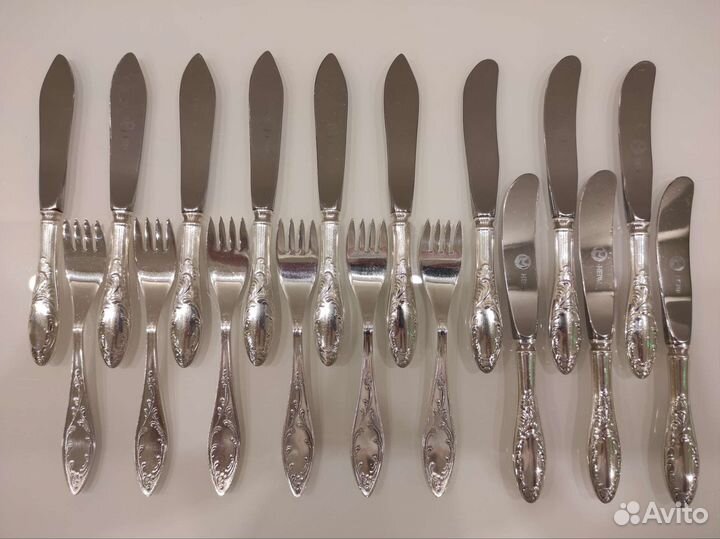 Ножи для рыбы масла лимона мельхиор Пламя