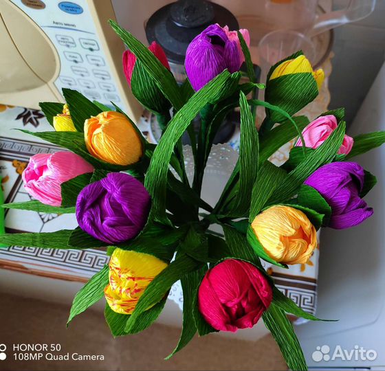 Цветы из гофрированной бумаги