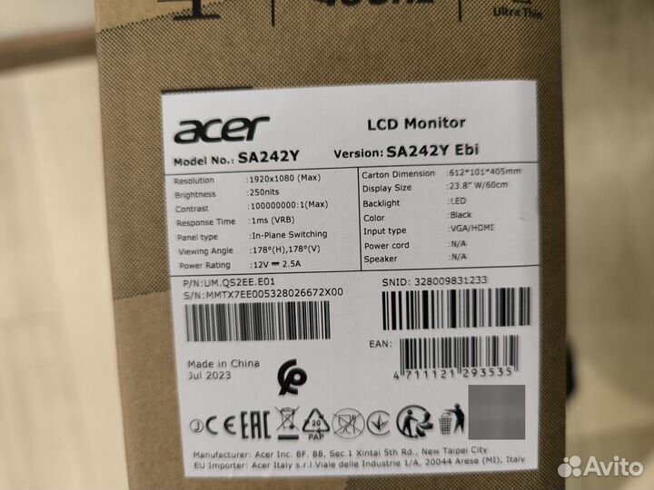 Монитор Acer 24 дюйма