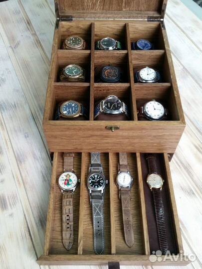 Короб для хранения часов и ремешков из массива дуб