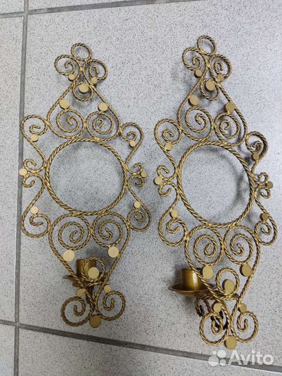 Подсвечник настенный парный бронза латунь