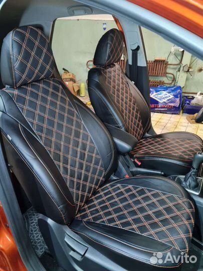 Автомобильные чехлы из эко кожи ромбик