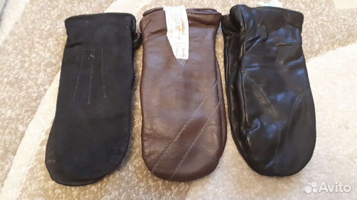 Варежки кожаные