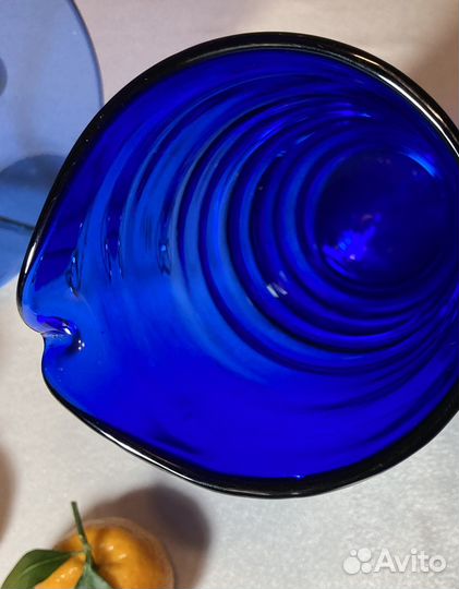 Посуда СССР / синее стекло - кувшин, розетка