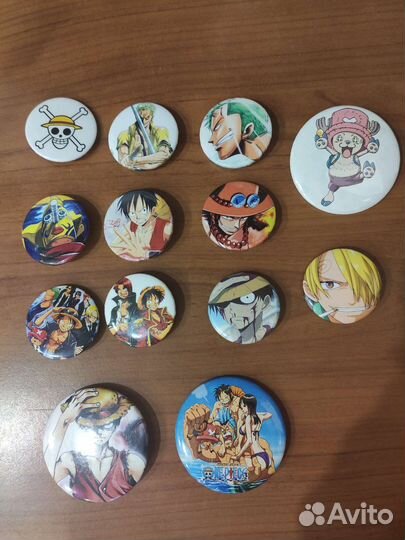 Значки One Piece, Naruto, Pokemon
