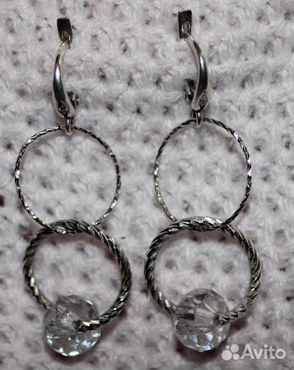 Серебряные серьги с большим цирконом