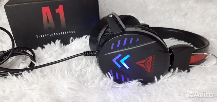 Наушники игровые Cyber A1 Подсветка Микрофон 2Jack