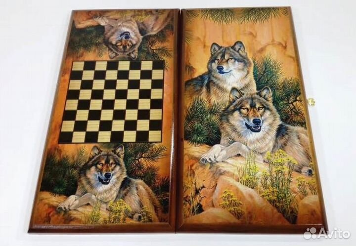 Набор нарды 2в1 Воющие Волки Размер 50x50