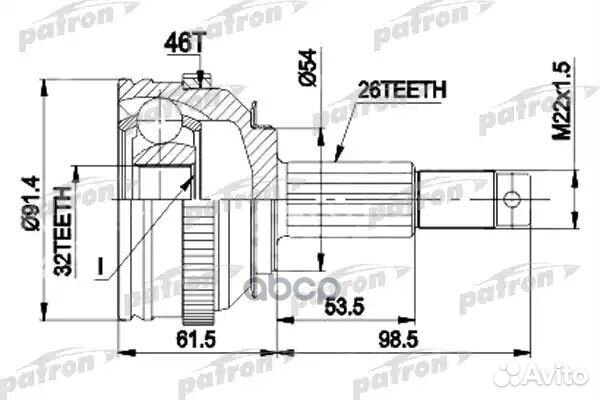 Шрус 26X54.1X32 chrysler cirrus/sebring -99 нар