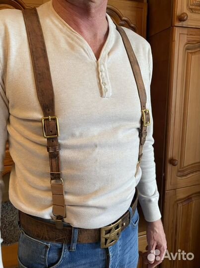 Подтяжки мужские кожаные винтажные (ручная работа)