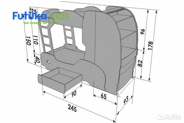 Двухъярусная кровать Скания в виде грузовика