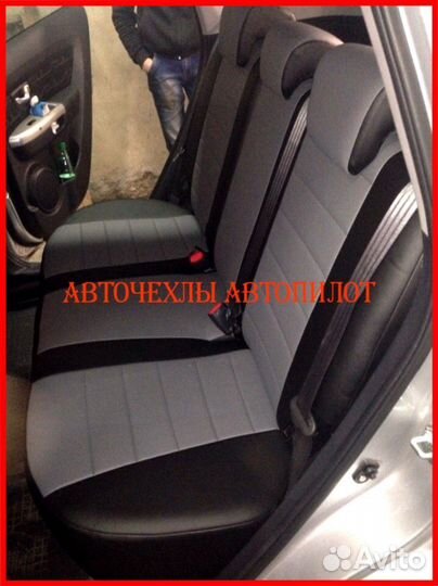 Чехлы Автопилот Kia Soul 1 из экокожи чёрно-серые