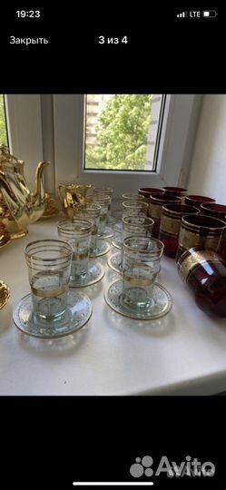 Кофейн и чайн сервизы, стаканы д/чая и виски