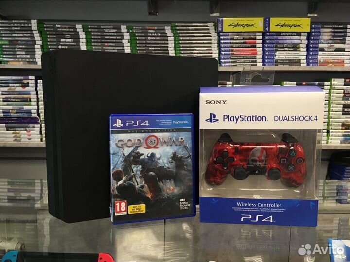 Ps4 Slim 1tb + Кастомный джойстик+ God Of War