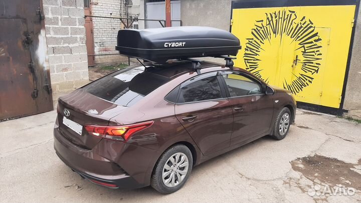 Автобокс на крышу Хендай Солярис, Киа Рио, 580л